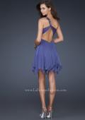 Picture of: One Shoulder Short Dress with Pleated Top and Open Back in Blue, Style: 16903, Back Picture