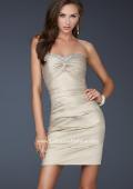Picture of: Strapless Short Dress with Gems and Pleating in Gold, Style: 16934, Main Picture