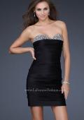 Picture of: Pleated Cocktail Dress with Jewel Encrusted Neckline in Black, Style: 16937, Main Picture