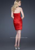 Picture of: Pleated Cocktail Dress with Jewel Encrusted Neckline in Red, Style: 16937, Back Picture