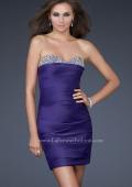 Picture of: Pleated Cocktail Dress with Jewel Encrusted Neckline in Purple, Style: 16937, Detail Picture 1