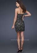 Picture of: Strapless Short Dress with Hand Crafted Sequin Detail in Black, Style: 16945, Back Picture