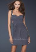 Picture of: Short Cocktail Dress with Beaded Straps and Gathering in Gray, Style: 16954, Main Picture
