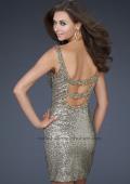 Picture of: Sequin Cocktail Dress with Beaded Double Straps in Gold, Style: 16971, Main Picture