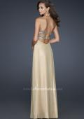 Picture of: Floor Length Metallic Jersey Prom Dress with Sequins in Gold, Style: 16977, Back Picture