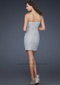Picture of: Spaghetti Strap Cocktail Dress with Metallic Net Detail in Silver, Style: 16994, Back Picture