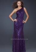 Picture of: One Shoulder Sequined Long Prom Dress in Purple, Style: 17018, Main Picture