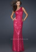 Picture of: One Shoulder Sequined Long Prom Dress in Red, Style: 17018, Detail Picture 1