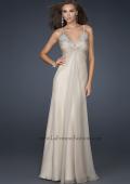 Picture of: Floor Length Chiffon Prom Gown with Stones and Cut Outs in Nude, Style: 17019, Main Picture
