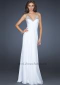 Picture of: Floor Length Chiffon Prom Gown with Stones and Cut Outs in White, Style: 17019, Detail Picture 1