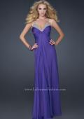 Picture of: Floor Length Chiffon Prom Gown with Stones and Cut Outs in Purple, Style: 17019, Detail Picture 2