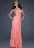 Picture of: Floor Length Chiffon Prom Gown with Stones and Cut Outs in Orange, Style: 17019, Detail Picture 3