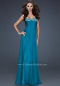 Picture of: Strapless Incrusted Chiffon Prom Dress with Gathering in Teal, Style: 17037, Detail Picture 1