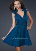 Picture of: Two Tone Chiffon Short Dress with Bows and Cut Outs in Navy, Style: 17044, Detail Picture 2