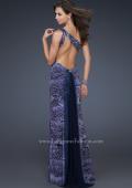 Picture of: Ombre Chiffon Prom Dress with Jeweled Embellishments in Blue, Style: 17049, Back Picture