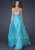 Picture of: Long Strapless Chiffon Prom Dress with Full Gathered Skirt in Aqua, Style: 17058, Main Picture