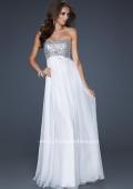 Picture of: Long Strapless Chiffon Prom Dress with Full Gathered Skirt in White, Style: 17058, Detail Picture 1