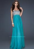 Picture of: Long Strapless Chiffon Prom Dress with Full Gathered Skirt in Seafoam, Style: 17058, Detail Picture 3