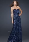 Picture of: Long Sequin Prom Dress with Satin Belt and Rhinestones in Navy, Style: 17059, Main Picture