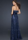 Picture of: Long Sequin Prom Dress with Satin Belt and Rhinestones in Blue, Style: 17059, Detail Picture 2