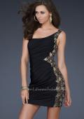 Picture of: Jersey Short Dress with Hand Painted Flower Design in Black, Style: 17065, Main Picture