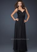 Picture of: Black Floor Length Dress with V Neck and Rhinestones in Black, Style: 17071, Main Picture