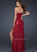 Picture of: Long Sequined Prom Dress with Sweetheart Neck and Slit in Red, Style: 17104, Back Picture