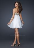 Picture of: Chiffon Cocktail Dress with Hand Painted Bust and Beads in White, Style: 17107, Back Picture