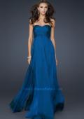 Picture of: Classic Long Chiffon Prom Gown with Pleated Detail in Navy, Style: 17111, Main Picture