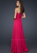 Picture of: Classic Long Chiffon Prom Gown with Pleated Detail in Red, Style: 17111, Back Picture