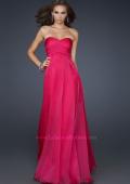 Picture of: Classic Long Chiffon Prom Gown with Pleated Detail in Red, Style: 17111, Detail Picture 3