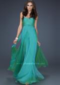 Picture of: Classic Long Chiffon Prom Gown with Pleated Detail in Green, Style: 17111, Detail Picture 4