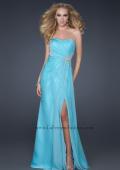Picture of: Sexy Strapless Chiffon Gown with Beading and Leg Slit in Aqua, Style: 17112, Main Picture