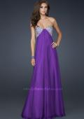 Picture of: Long Chiffon Dress with Beaded Bust and Low Back in Purple, Style: 17118, Detail Picture 1