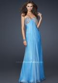 Picture of: Long Chiffon Dress with Beaded Bust and Low Back in Blue, Style: 17118, Detail Picture 2