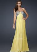 Picture of: Long Chiffon Dress with Beaded Bust and Low Back in Yellow, Style: 17118, Detail Picture 3