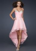 Picture of: Chiffon High Low Prom Dress with Beading and Pleats in Pink, Style: 17141, Main Picture