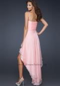 Picture of: Chiffon High Low Prom Dress with Beading and Pleats in Pink, Style: 17141, Back Picture