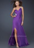 Picture of: One Shoulder Strap Prom Dress with Beaded Hip Design in Purple, Style: 17157, Main Picture