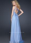Picture of: One Shoulder Strap Prom Dress with Beaded Hip Design in Blue, Style: 17157, Back Picture