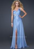 Picture of: One Shoulder Strap Prom Dress with Beaded Hip Design in Blue, Style: 17157, Detail Picture 1