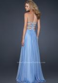 Picture of: Chiffon Prom Dress with Multiple Straps and Beading in Blue, Style: 17203, Back Picture