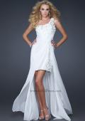 Picture of: Beaded Cocktail Dress with Chiffon Overlay and Open Back in White, Style: 17218, Main Picture
