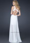 Picture of: Beaded Cocktail Dress with Chiffon Overlay and Open Back in White, Style: 17218, Back Picture
