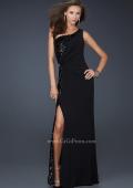 Picture of: Jersey Sequined Prom Dress with Open Back and Slit in Black, Style: 17224, Main Picture