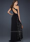 Picture of: Jersey Sequined Prom Dress with Open Back and Slit in Black, Style: 17224, Back Picture