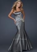 Picture of: Long Mermaid Taffeta Gown with Hip Embellishment in SIlver, Style: 17234, Main Picture