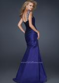 Picture of: Two Tone Taffeta Mermaid Gown with Pleated Detail in Blue, Style: 17235, Back Picture