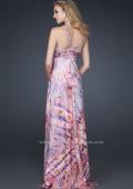 Picture of: Printed Prom Dress with Pleated Back and V Straps in Multi, Style: 17241, Back Picture