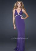 Picture of: Jersey Prom Dress with Criss Cross Open Back and Gems in Purple, Style: 17255, Detail Picture 1